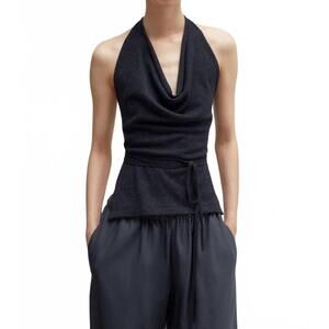 NEW CORDERA merino wool tie top in anthracite